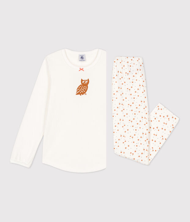 Pijama de algod&oacute;n para ni&ntilde;a blanco/multicolor