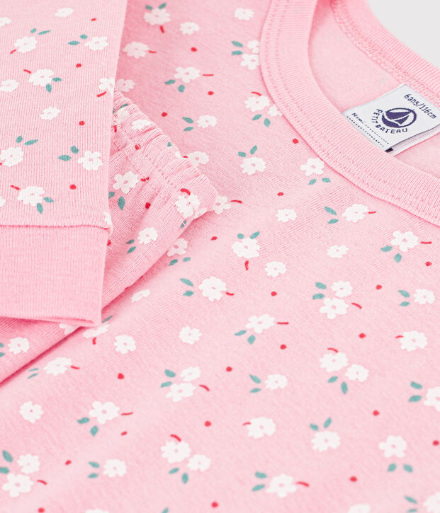 Pijama infantil muy ajustado de algod&oacute;n con estampado rosa/multicolor