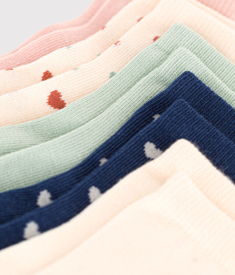 5 pares de calcetines de algod&oacute;n con corazones para beb&eacute; multicolor