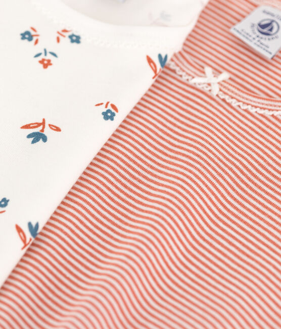 Juego de 2 camisetas de manga corta con flores de algodón de niña variante 1