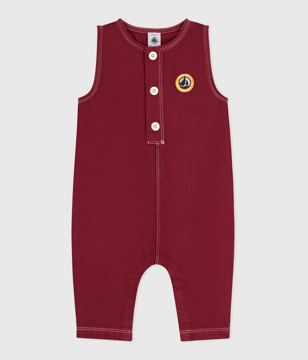 Mono largo de tejido denim liso para beb&eacute; rojo