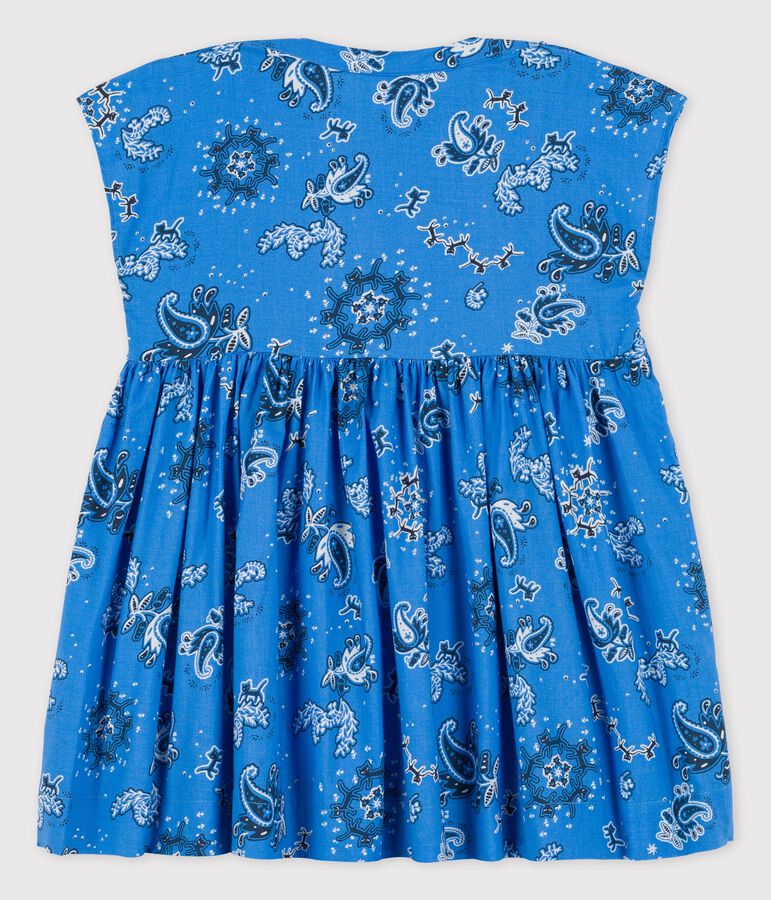 Vestido de popelina de manga corta con estampado de bandana para beb&eacute; azul BRASIER/blanco MULTICO