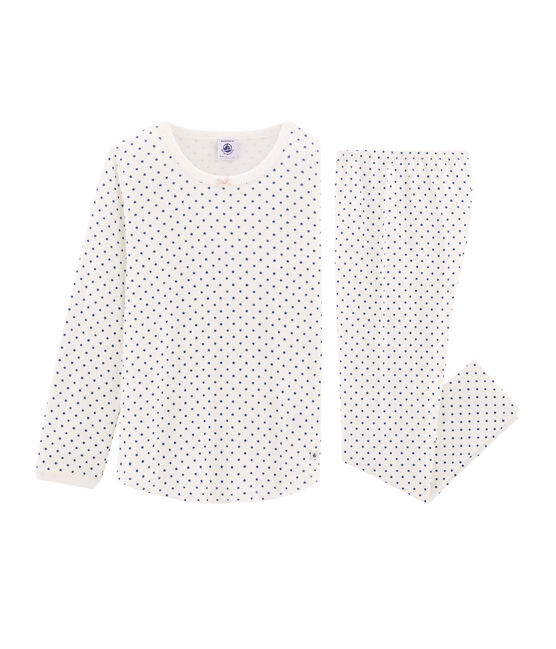 Pijama de punto para niña blanco MARSHMALLOW/azul MAJOR CN