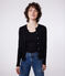 Cárdigan de algodón liso para mujer negro BLACK