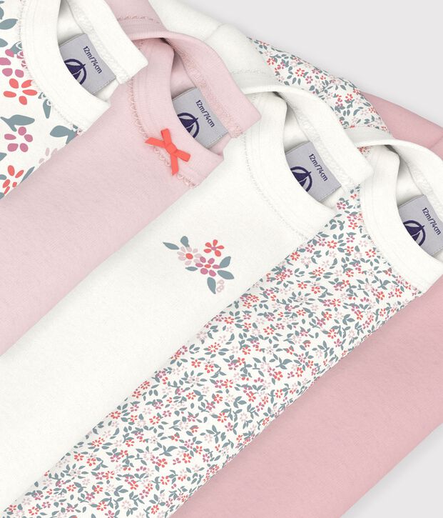 Juego de bodis de algod&oacute;n de manga larga con estampado de flores para beb&eacute; multicolor