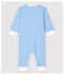 Pijama enterizo sin pies de rayas azules de algodón de bebé azul EDNA/blanco MARSHMALLOW