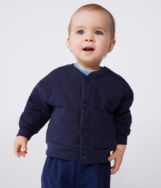 Chaqueta de punto de túbico acolchado para bebé azul SMOKING