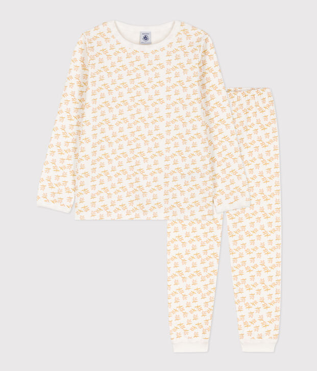 Pijama de t&uacute;bico con flor para ni&ntilde;a blanco/multicolor
