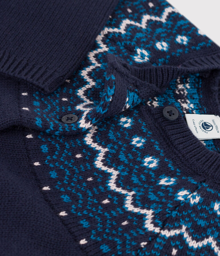 C&aacute;rdigan de lana y algod&oacute;n de ni&ntilde;a azul/multicolor