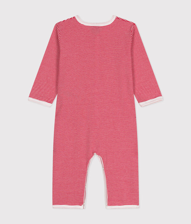 Pijamas de beb&eacute; de manga larga sin pies de algod&oacute;n rojo/blanco