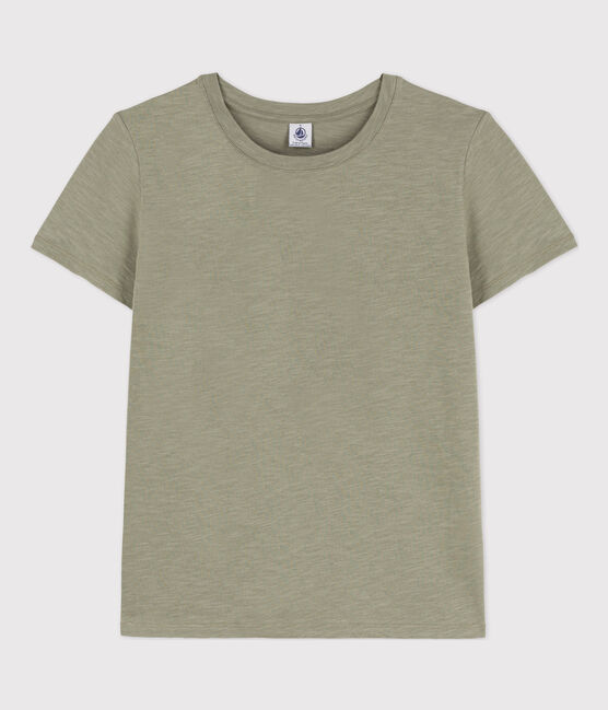 Camiseta LA RECTA de algodón con cuello redondo para mujer verde MARECAGE