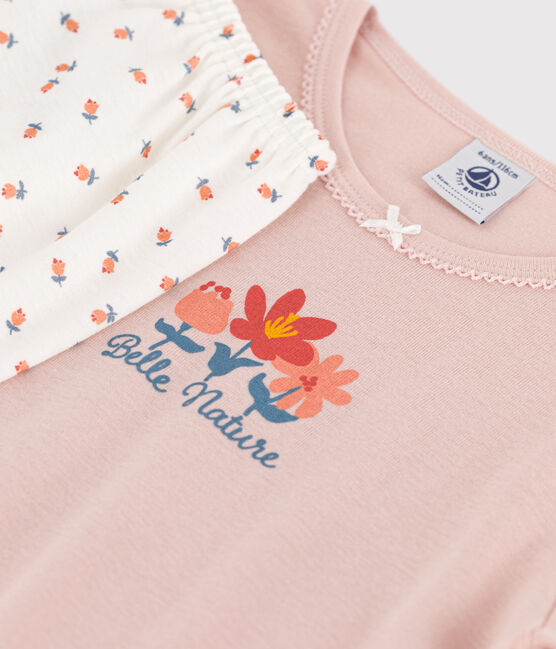 Pijama de algodón para niña rosa SALINE/blanco MULTICO