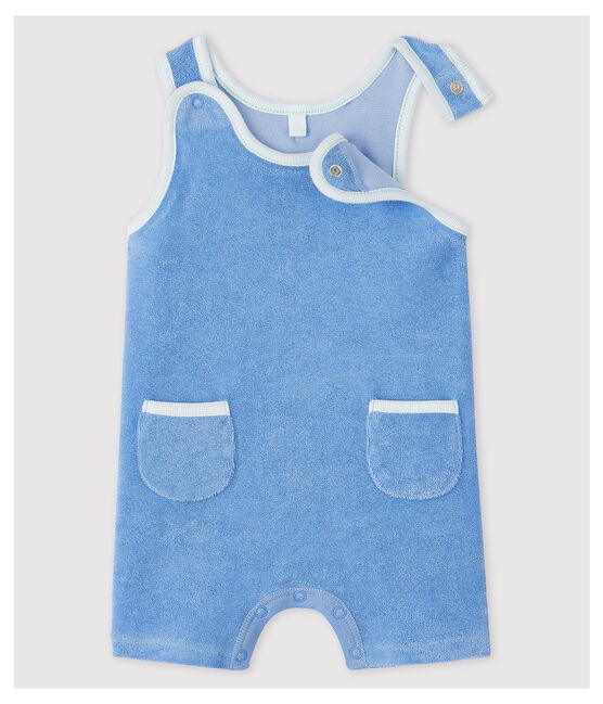 Peto corto azul de bebé en rizo de esponja de algodón ecológico azul EDNA