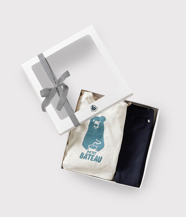 Estuche regalo para beb&eacute; con camiseta y pantal&oacute;n multicolor