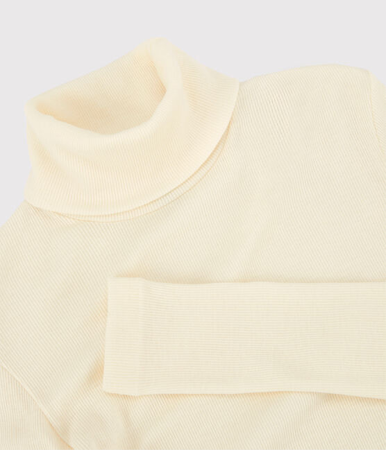 Prenda de cuello cisne de lana y algodón de mujer blanco MARSHMALLOW