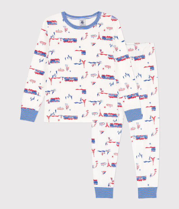 Pijama Par&iacute;s de algod&oacute;n de ni&ntilde;o/ni&ntilde;a blanco/multicolor