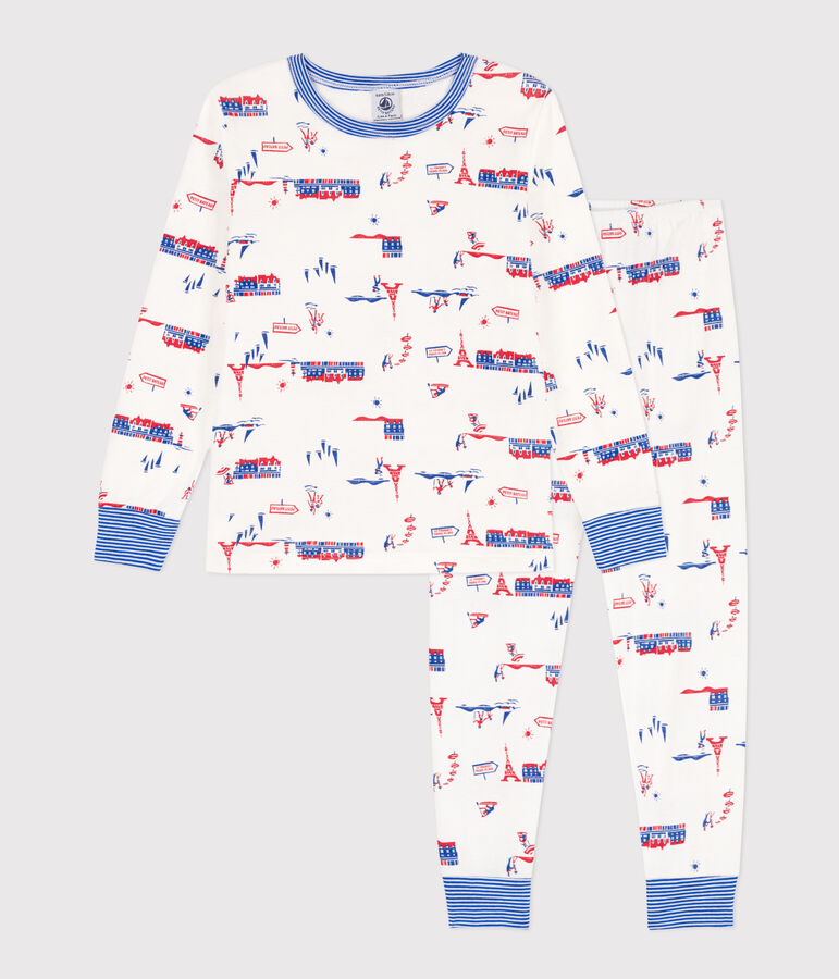Pijama Par&iacute;s de algod&oacute;n de ni&ntilde;o/ni&ntilde;a blanco/multicolor