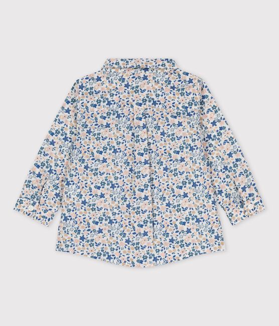 Camisa de manga larga de bebé con estampado de flores de popelina blanco ECUME/blanco MULTICO