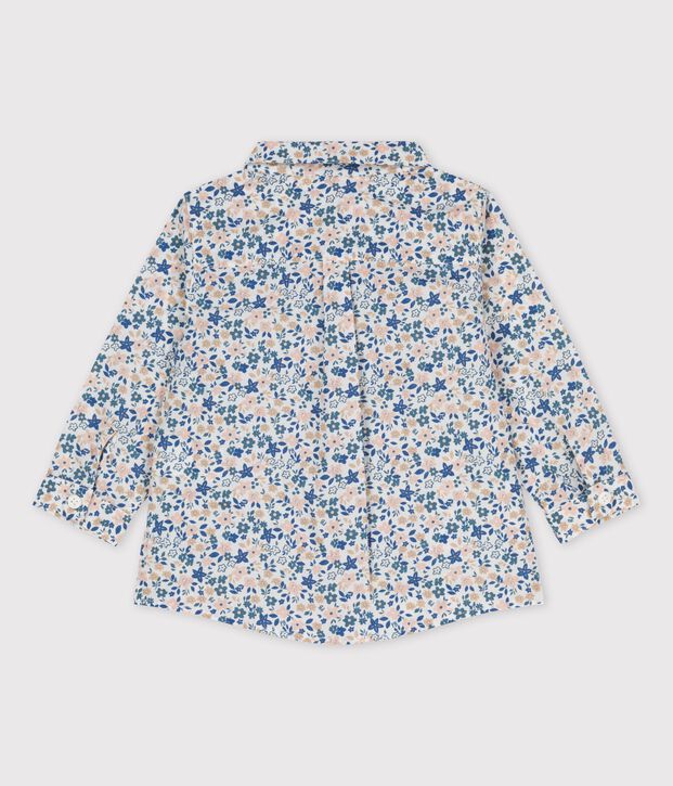 Camisa de manga larga de beb&eacute; con estampado de flores de popelina blanco/multicolor