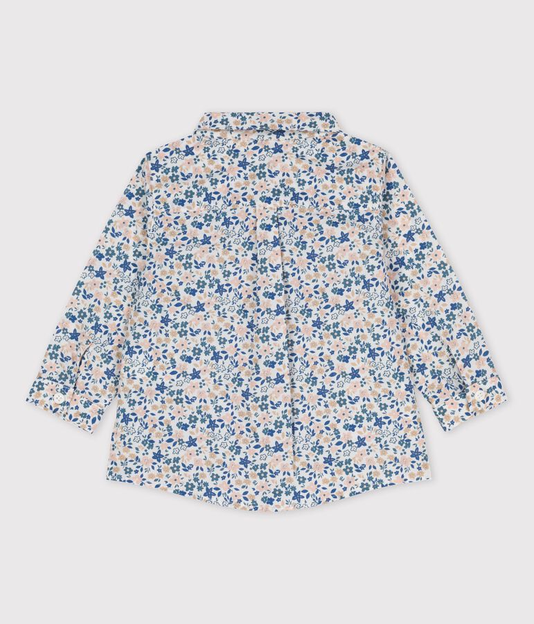 Camisa de manga larga de beb&eacute; con estampado de flores de popelina blanco/multicolor