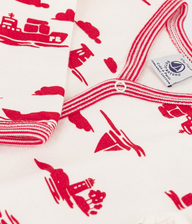 Pelele de t&uacute;bico estampado blanco/rojo