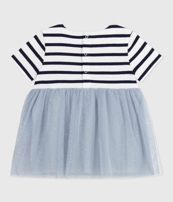 Vestido de dos materiales de manga corta para bebé CO2/ MULTICO
