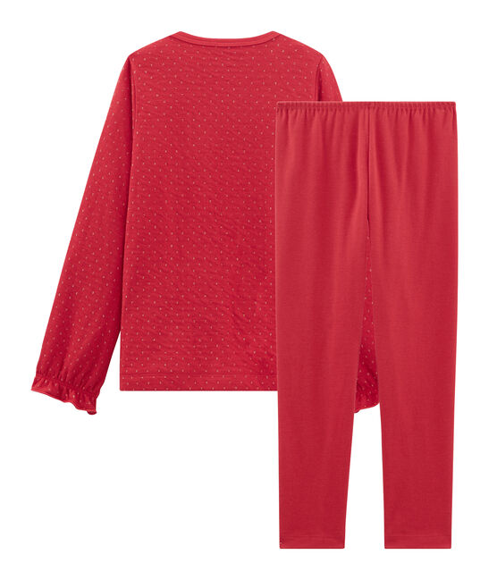 Pijama de tela túbica y acanalada para niña rojo TERKUIT/amarillo OR
