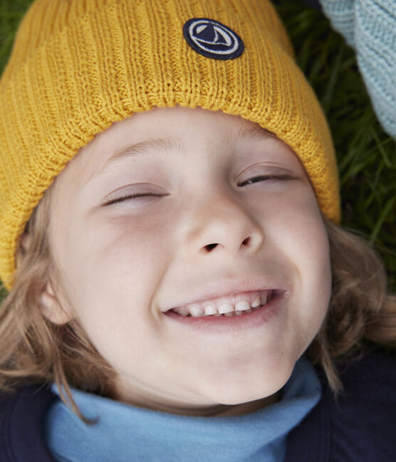 Gorro de punto con forro de tejido polar de niño/niña amarillo BOUDOR