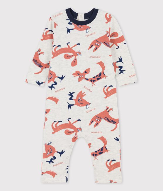 Mono con estampado de animales de muletón de bebé beige MONTELIMAR/blanco MULTICO