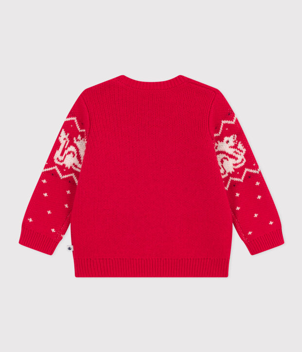 Jersey de punto de lana y algod&oacute;n para beb&eacute; rojo/multicolor