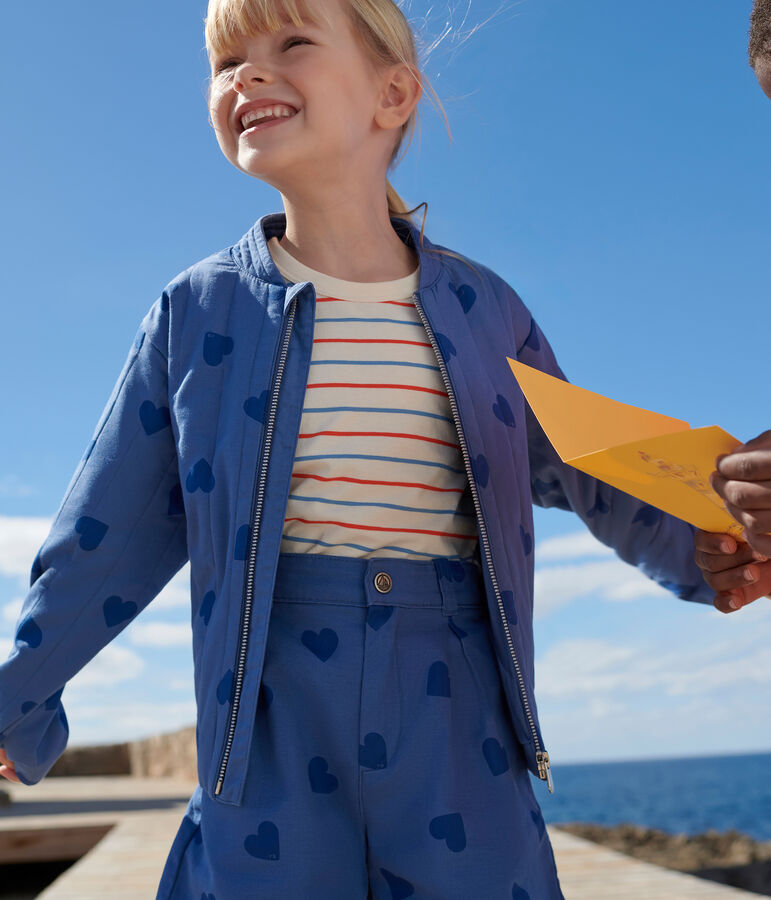 Chaqueta infantil de algod&oacute;n con corazones azul/azul