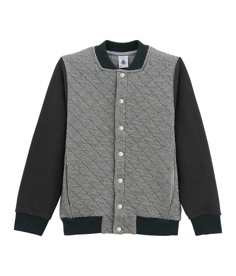 Chaqueta teddy para ni&ntilde;o en t&uacute;bico gris/blanco