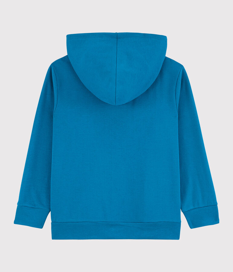 Sudadera con cremallera y capucha de algod&oacute;n de ni&ntilde;o azul MYKONOS