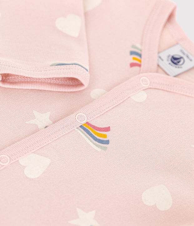 Pijama de felpa cepillada con estampado de estrellas y corazones para beb&eacute; rosa/multicolor