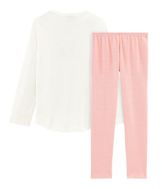 Pijama de punto para niña blanco MARSHMALLOW/rosa ROSAKO