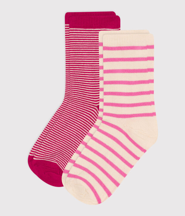 2 pares de calcetines de algod&oacute;n a rayas para ni&ntilde;os multicolor