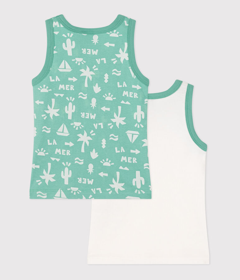 Juego de 2 camisetas infantiles sin mangas de algod&oacute;n con estampado multicolor