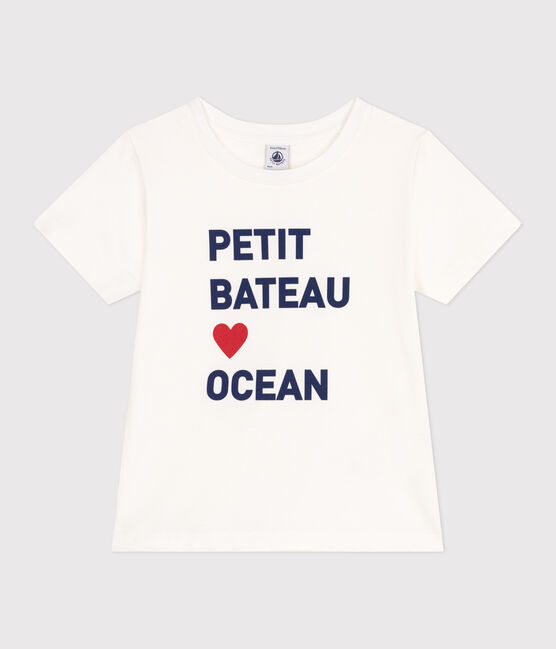 Camiseta infantil unisex de manga corta de algodón con estampado blanco MARSHMALLOW