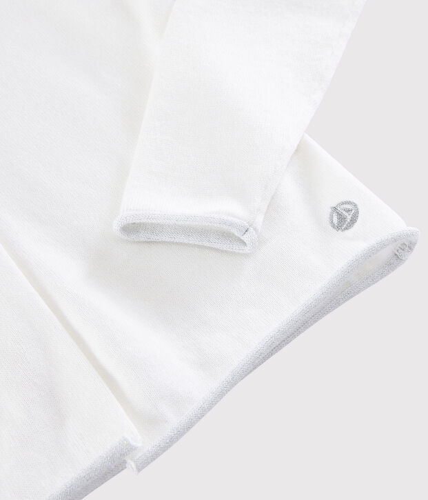 Rebeca de punto de algod&oacute;n de ni&ntilde;a blanco