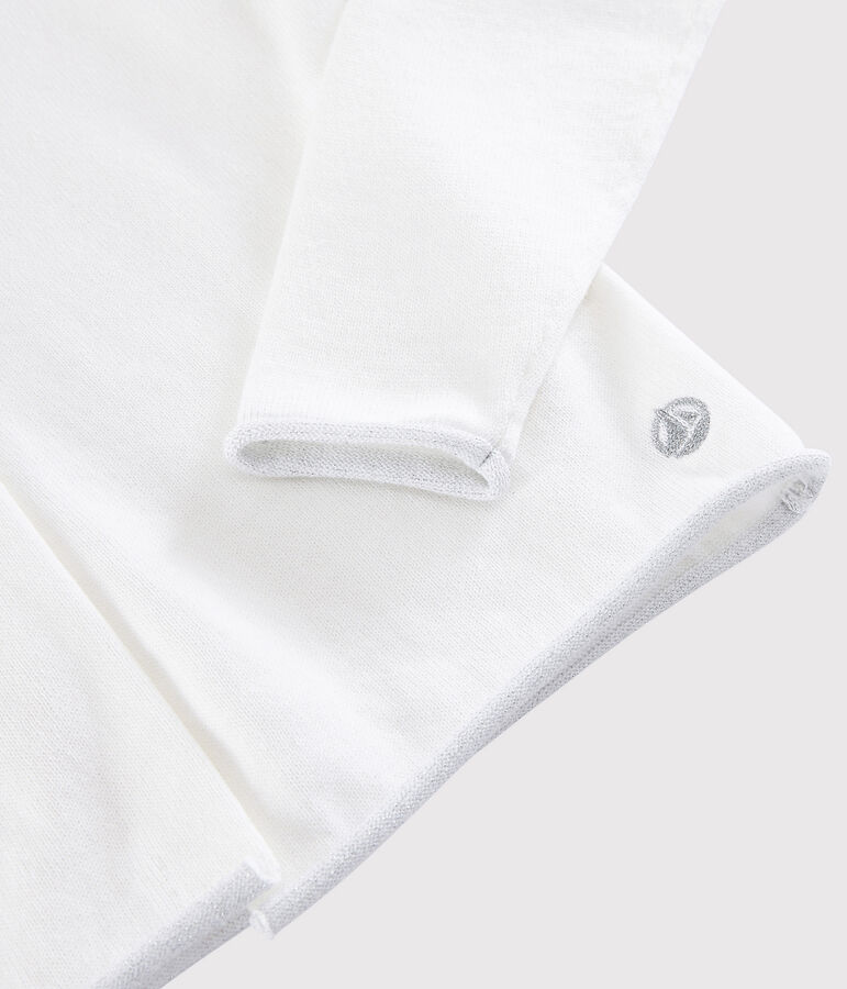 Rebeca de punto de algod&oacute;n de ni&ntilde;a blanco