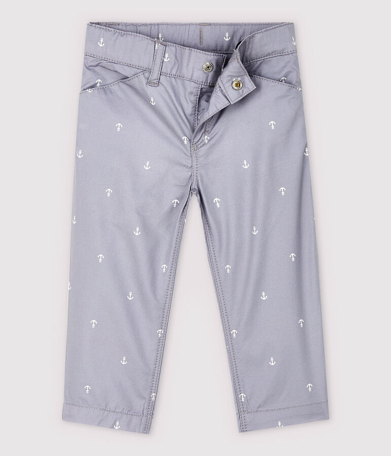 Pantal&oacute;n de sarga con bordado de beb&eacute; ni&ntilde;o gris