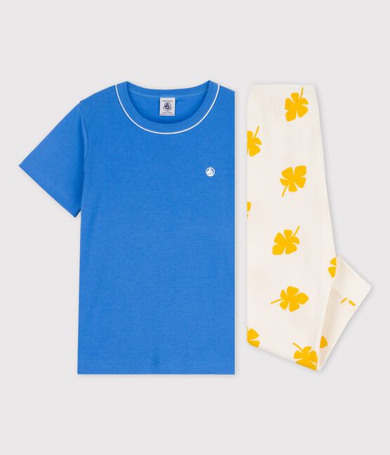 Pijama de manga corta de algodón de niño blanco MARSHMALLOW/blanco MULTICO