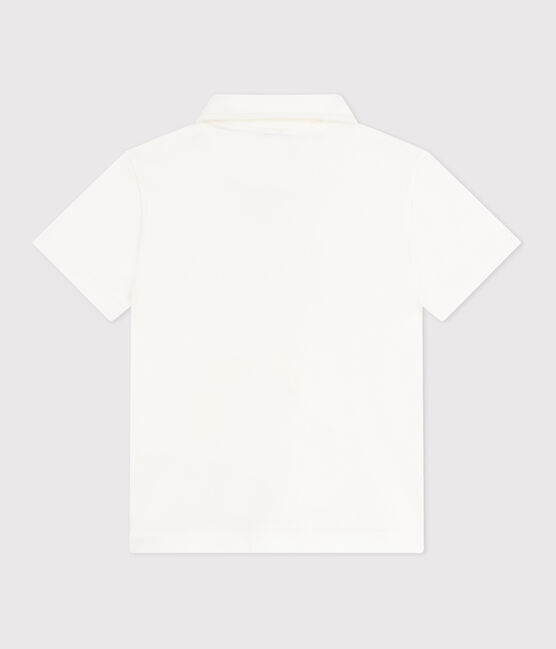 Polo infantil de algodón liso de manga corta blanco MARSHMALLOW