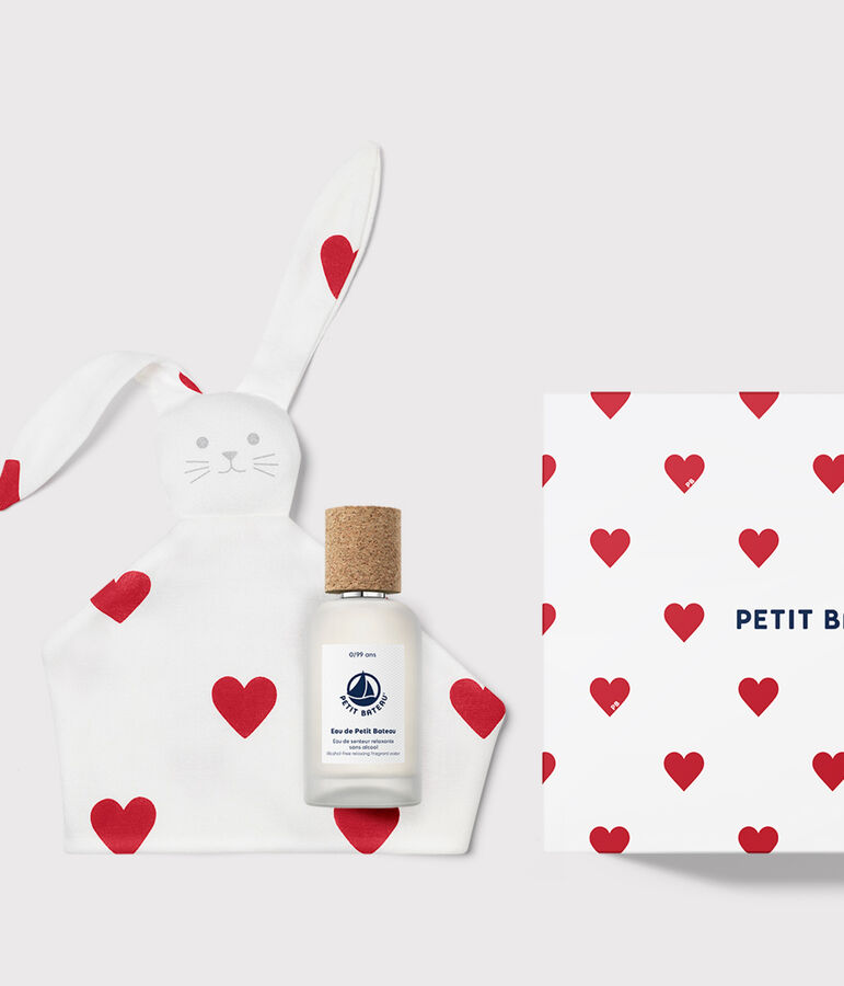 Caja regalo perfume beb&eacute; 50ml y peluche coraz&oacute;n blanco/blanco
