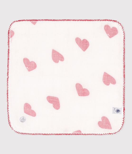 MUSELINA DE GASA DE ALGODÓN CON CORAZÓN PARA BEBÉ blanco MARSHMALLOW/rojo TERKUIT