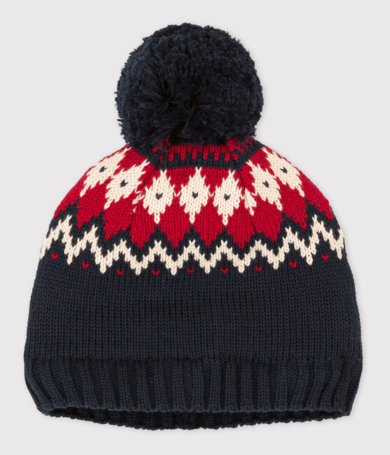 Gorro de lana para bebé azul SMOKING/blanco MULTICO