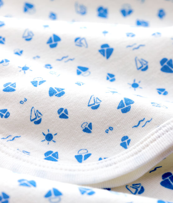 Muselina de maternidad de algodón ecológico de bebé blanco MARSHMALLOW/azul COOL