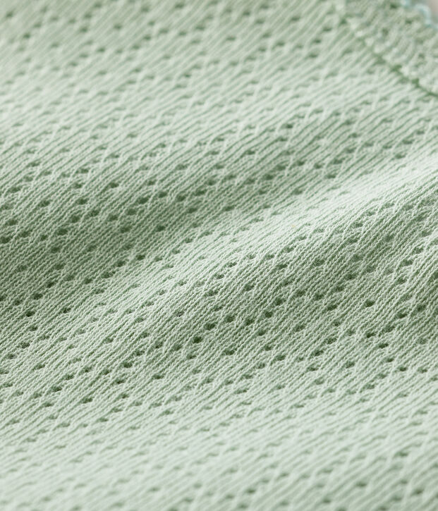 Body de punto calado de manga corta para beb&eacute; verde