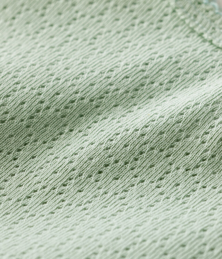 Body de punto calado de manga corta para beb&eacute; verde