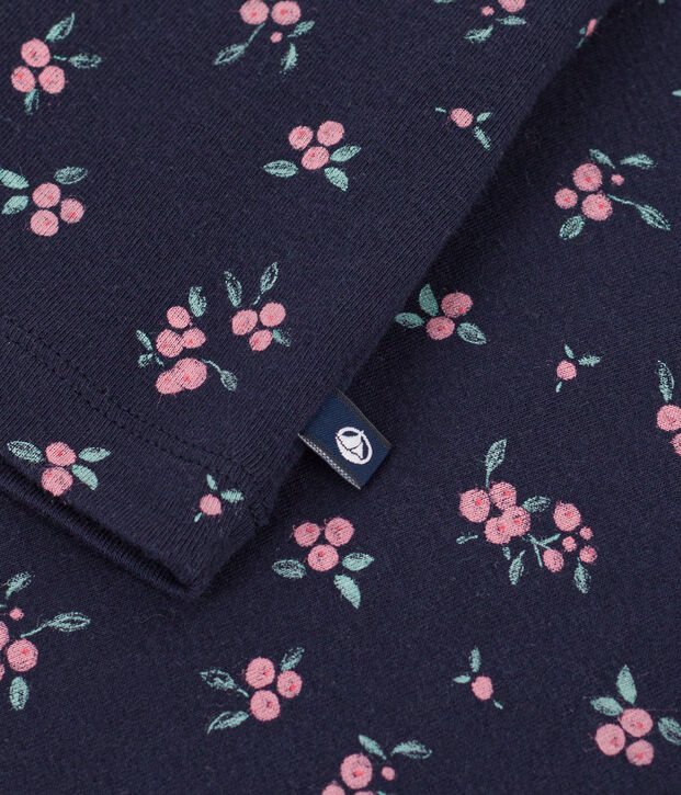 Camiseta infantil de manga corta con estampado de flores azul/multicolor